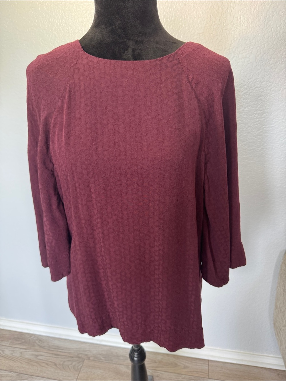 Ann Taylor Factory Maroon Textured Dolman Sleeve Blouse